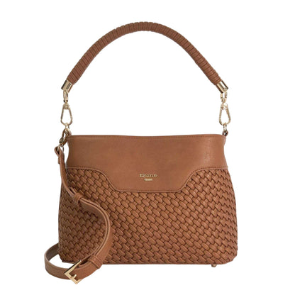 Brown - Front - Dune London Woven Shoulder Bag