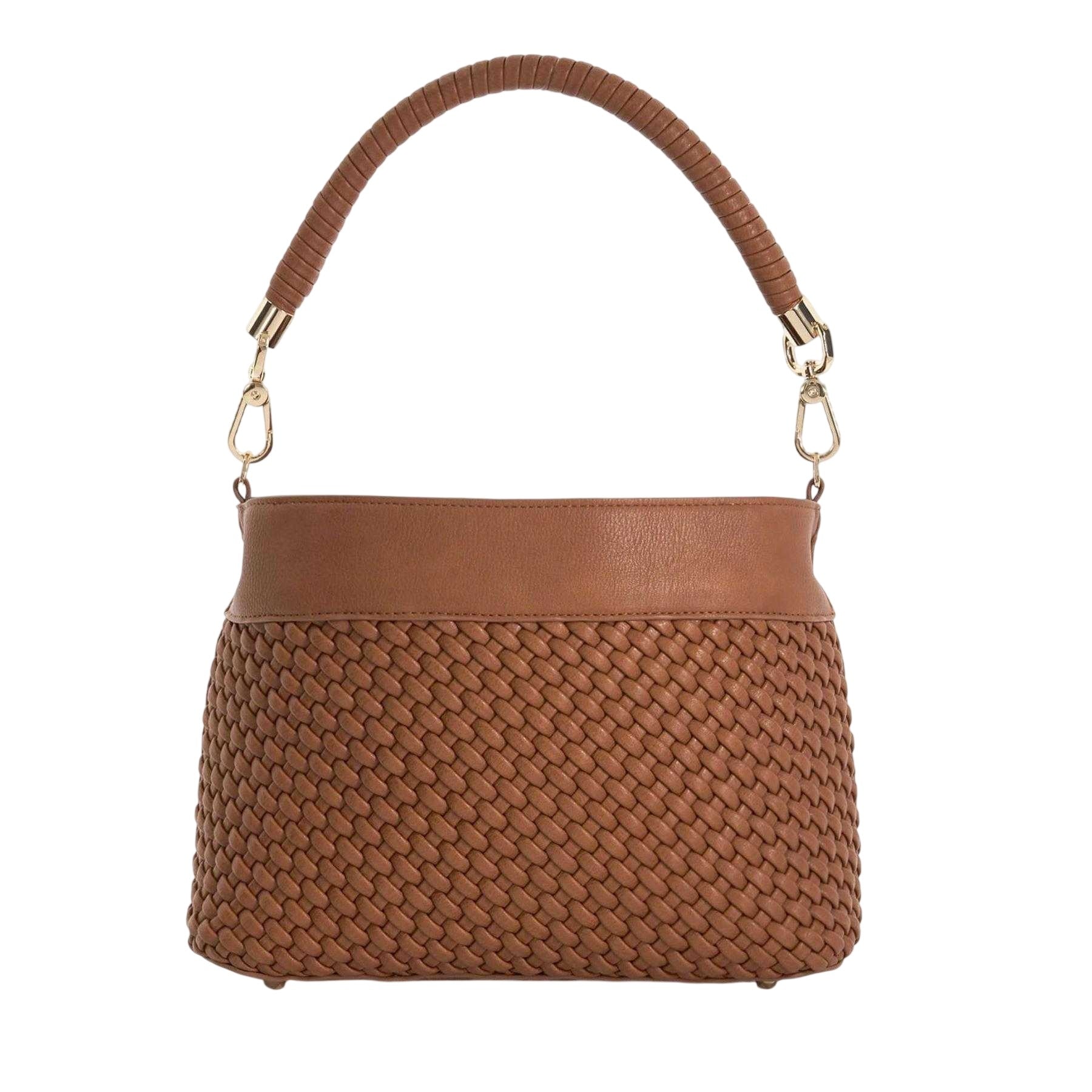 Brown - Back - Dune London Woven Shoulder Bag
