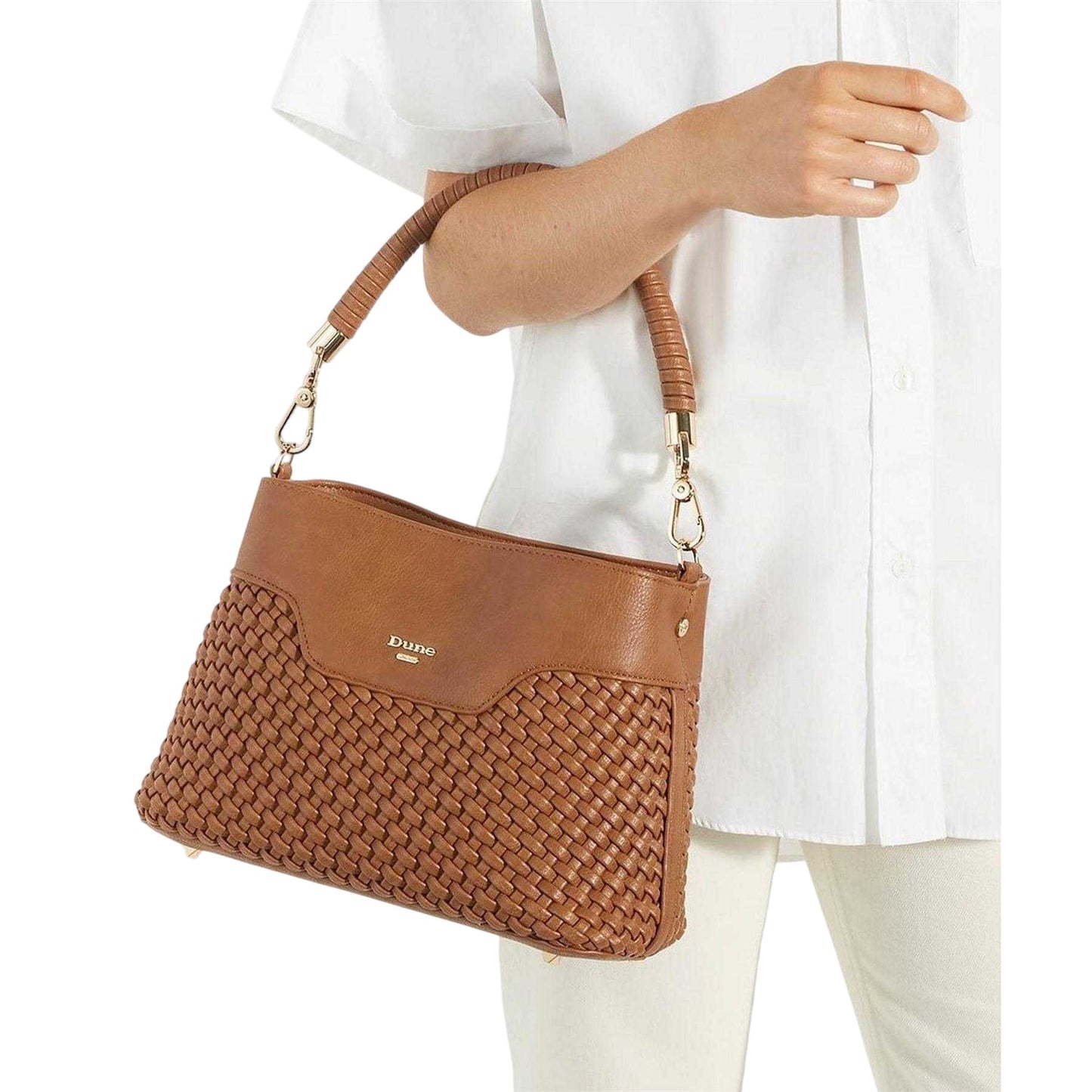 Brown - Lifestyle - Dune London Woven Shoulder Bag