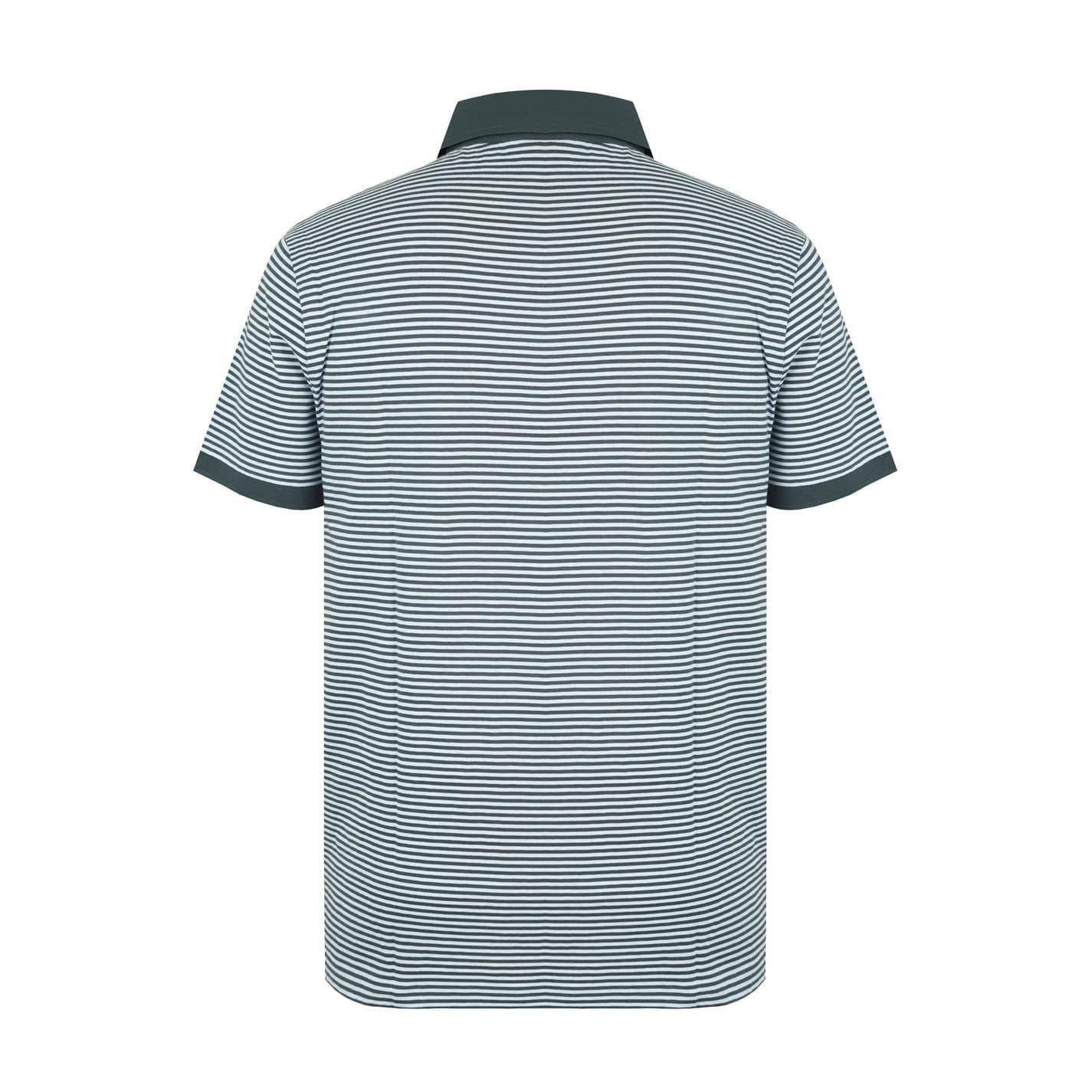 Charcoal-White - Back - Giorgio Mens Striped Polo Shirt