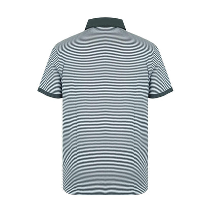 Charcoal-White - Back - Giorgio Mens Striped Polo Shirt