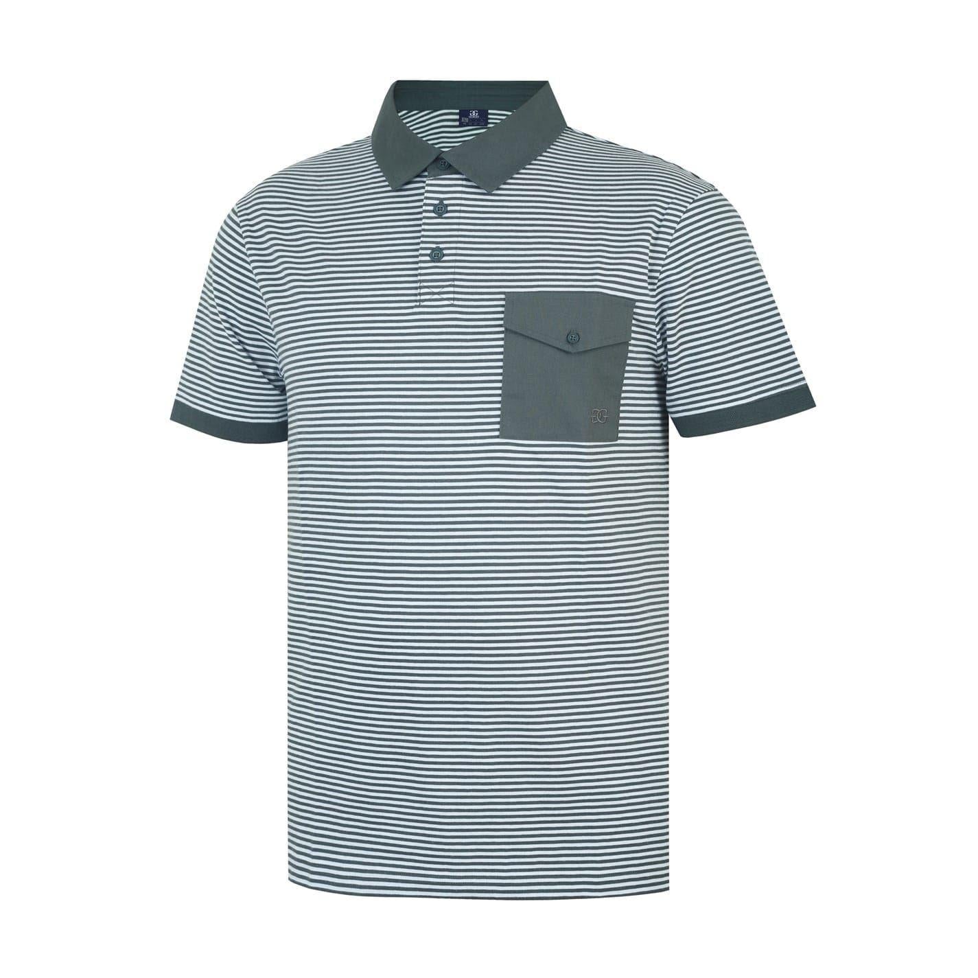 Charcoal-White - Side - Giorgio Mens Striped Polo Shirt