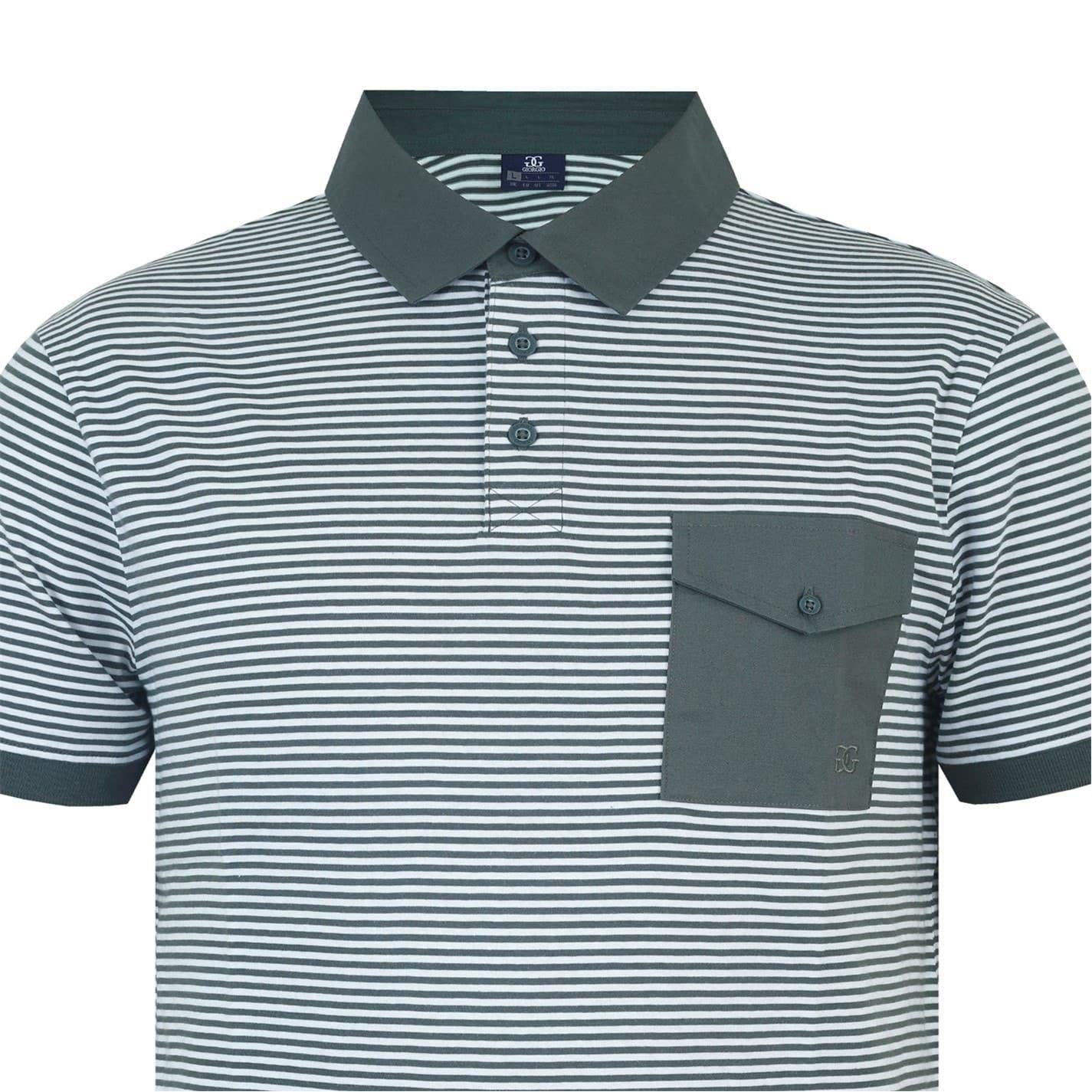 Charcoal-White - Lifestyle - Giorgio Mens Striped Polo Shirt