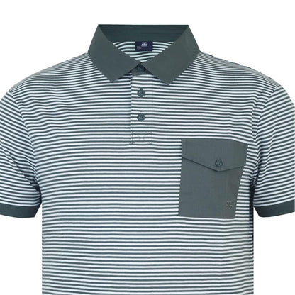 Charcoal-White - Lifestyle - Giorgio Mens Striped Polo Shirt
