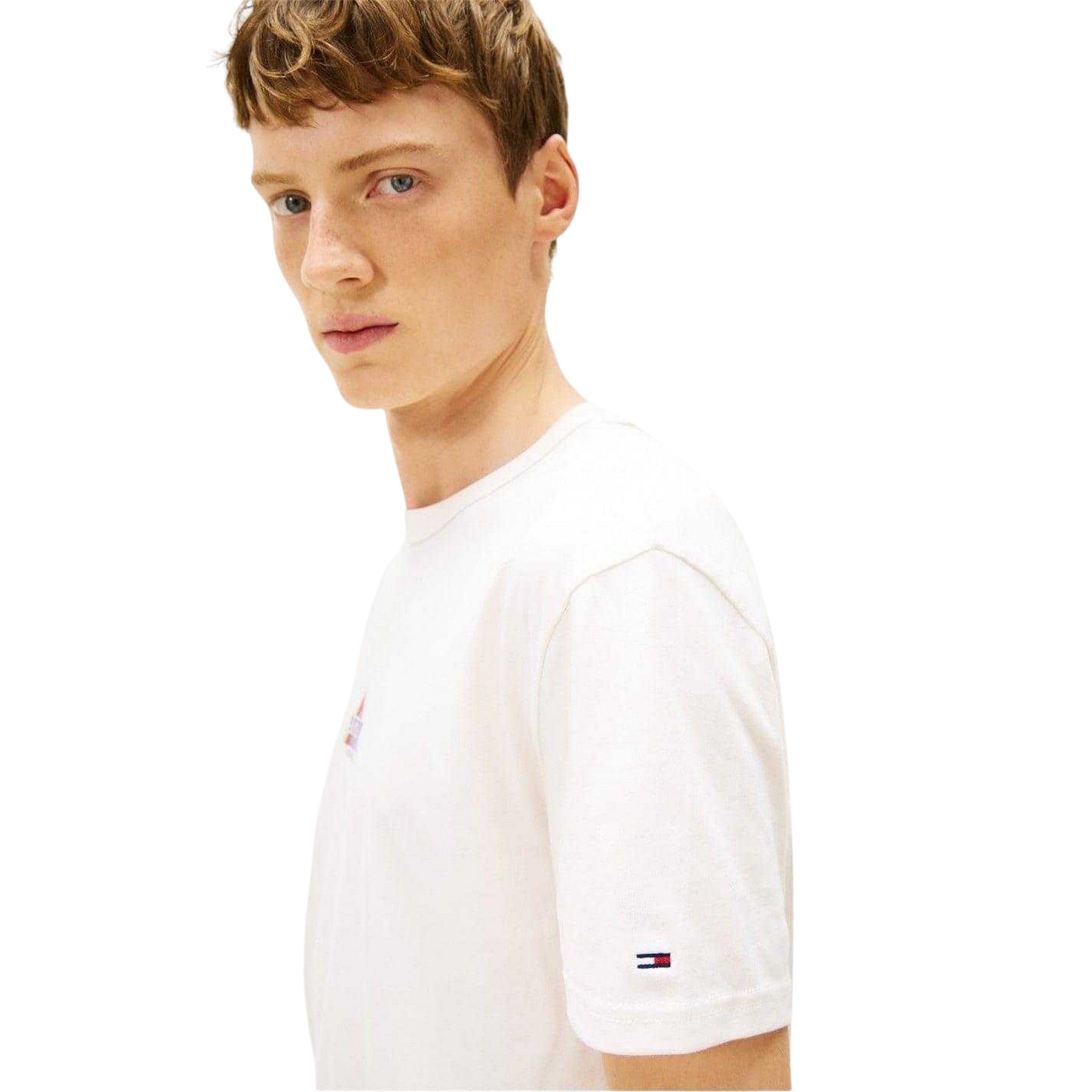Antique White - Side - Tommy Jeans Mens Mountain Peaks T-Shirt