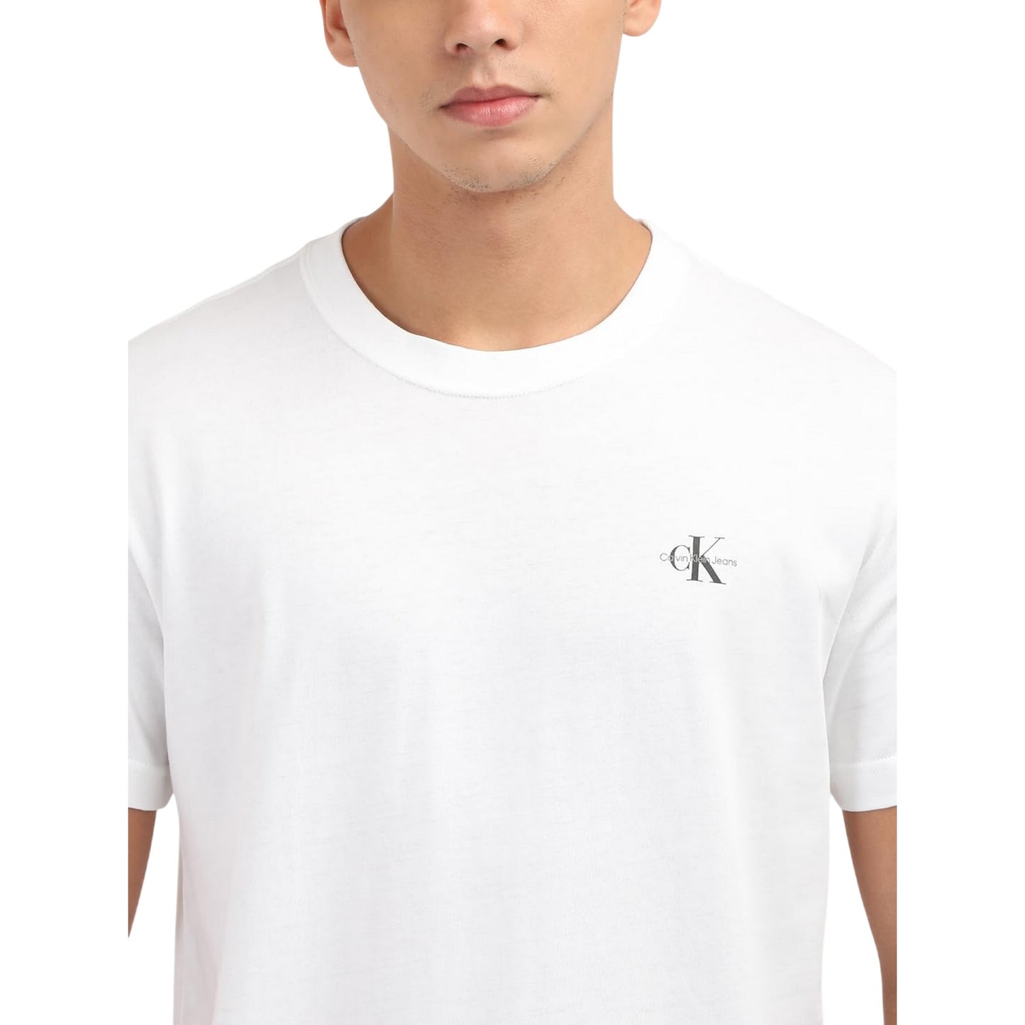 White - Side - Calvin Klein Mens Plain Crew Neck T-Shirt (Pack of 2)