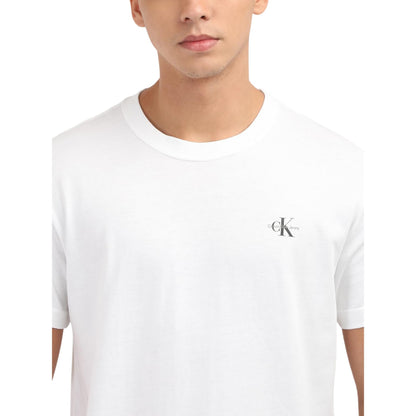 White - Side - Calvin Klein Mens Plain Crew Neck T-Shirt (Pack of 2)