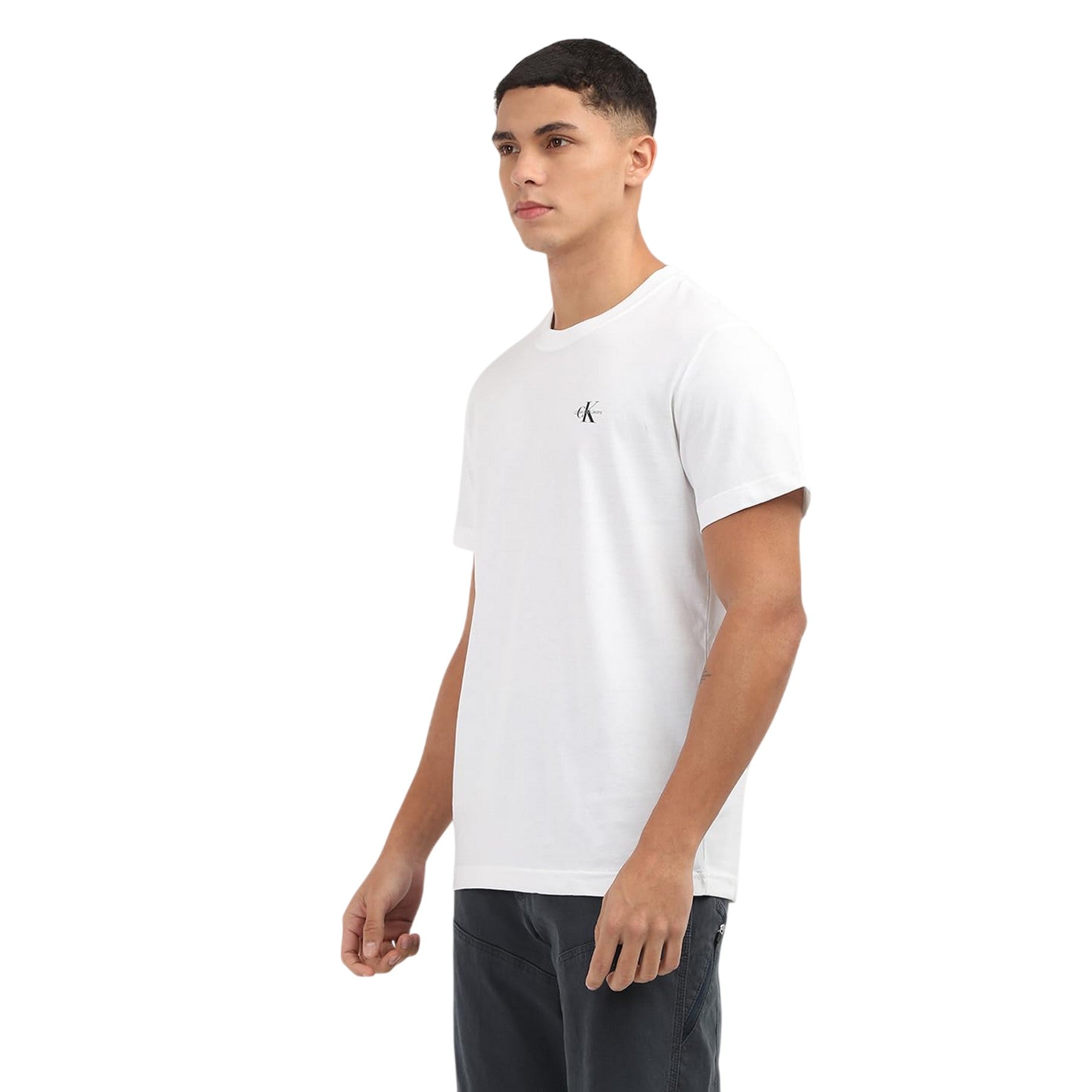 White - Lifestyle - Calvin Klein Mens Plain Crew Neck T-Shirt (Pack of 2)