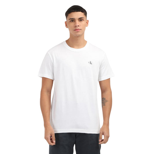 White - Front - Calvin Klein Mens Plain Crew Neck T-Shirt (Pack of 2)