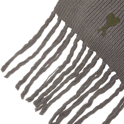 Khaki - Lifestyle - Ami Paris Embroidered Logo Knitted Scarf
