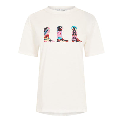 White - Front - Never Fully Dressed Womens-Ladies Cowboy Boot T-Shirt