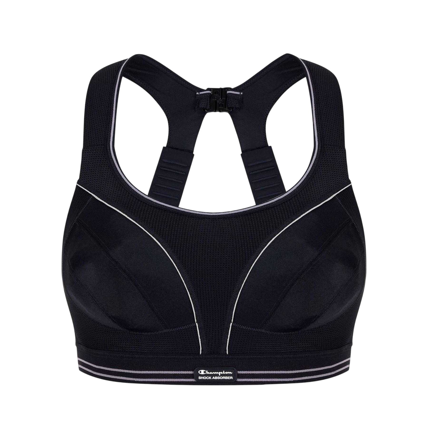 Black - Front - Shock Absorber Womens-Ladies Running Sports Bra