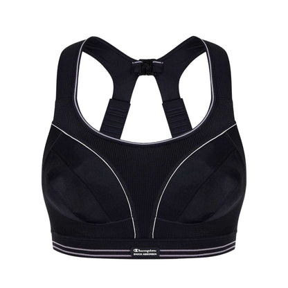 Black - Front - Shock Absorber Womens-Ladies Running Sports Bra