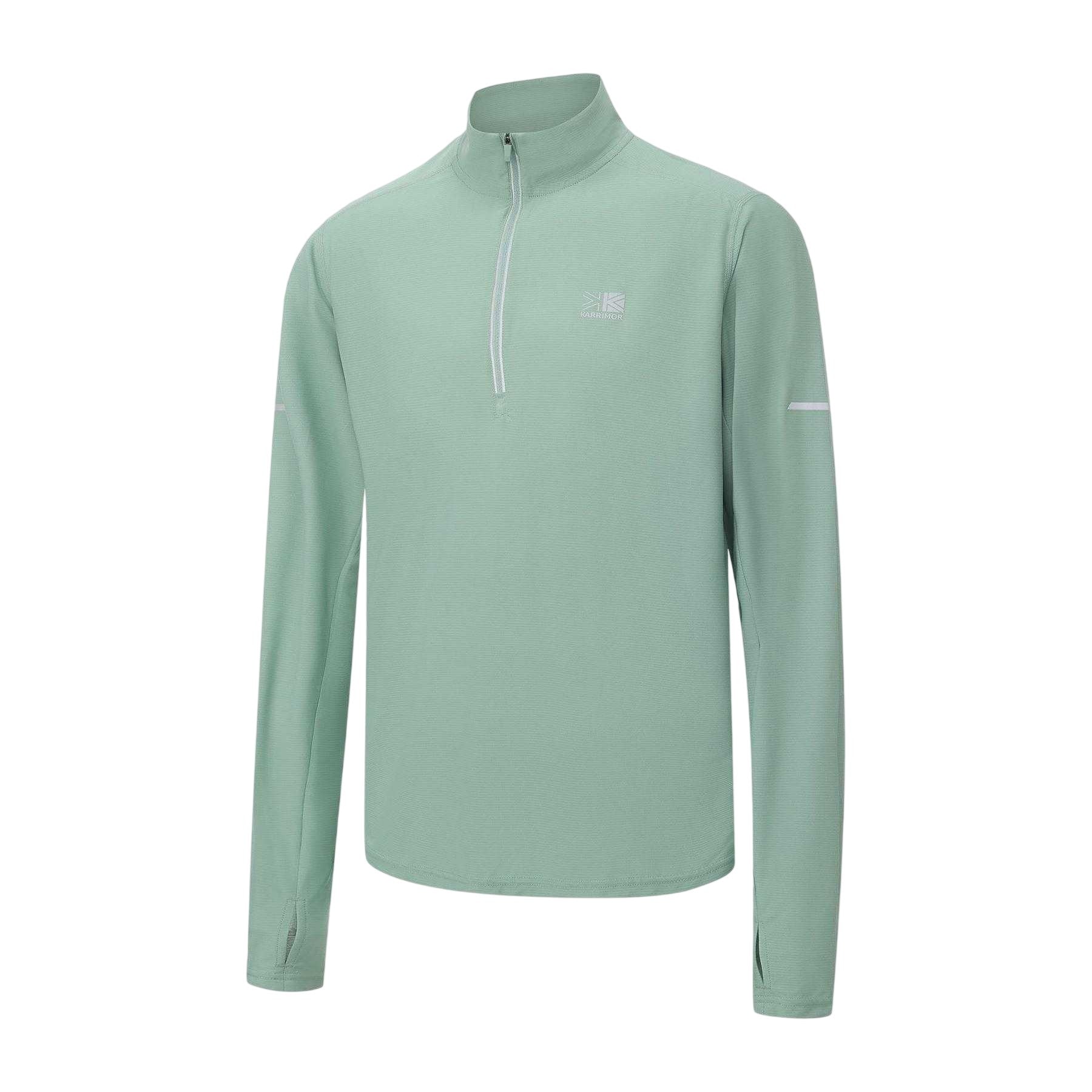 Green - Side - Karrimor Mens Quarter Zip Long-Sleeved Tracksuit Top