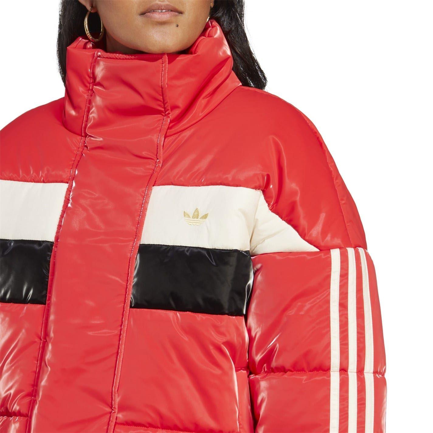 Vivid Red - Side - Adidas Womens-Ladies Originals Colour Block Oversized Bomber Jacket