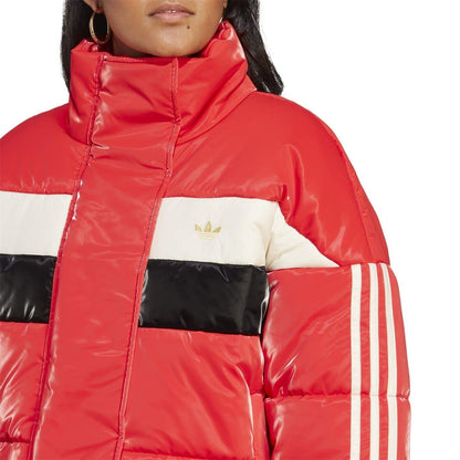 Vivid Red - Side - Adidas Womens-Ladies Originals Colour Block Oversized Bomber Jacket