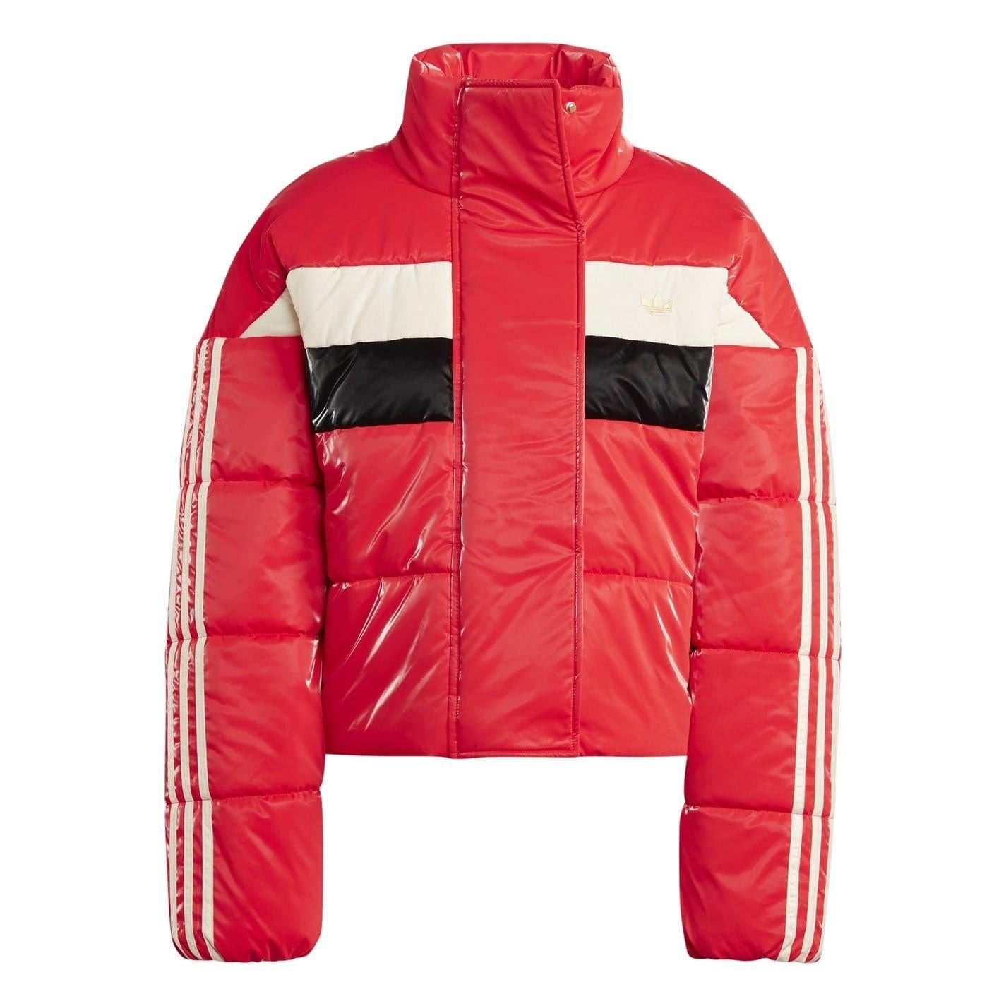 Vivid Red - Front - Adidas Womens-Ladies Originals Colour Block Oversized Bomber Jacket