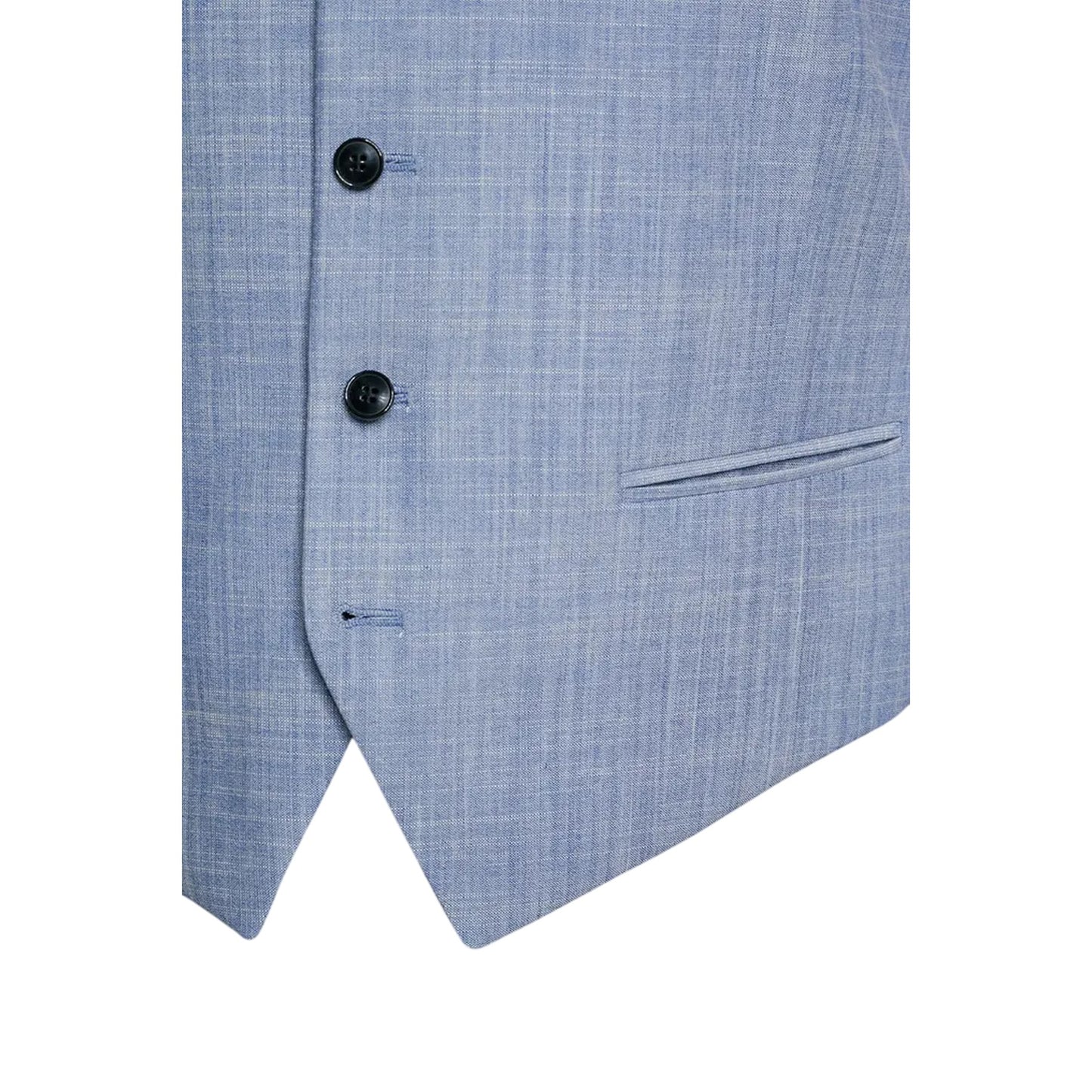 Medium Blue - Side - Hugo Mens Vin212 Checked Tailored Waistcoat