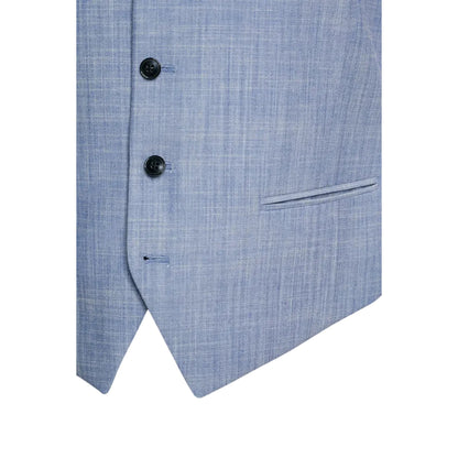 Medium Blue - Side - Hugo Mens Vin212 Checked Tailored Waistcoat