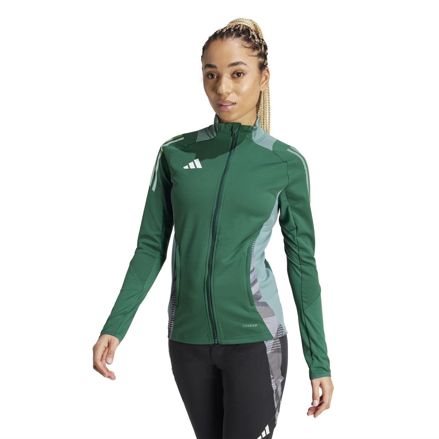Dark Green - Pack Shot - Adidas Womens-Ladies Tiro 24 Raglan Track Jacket