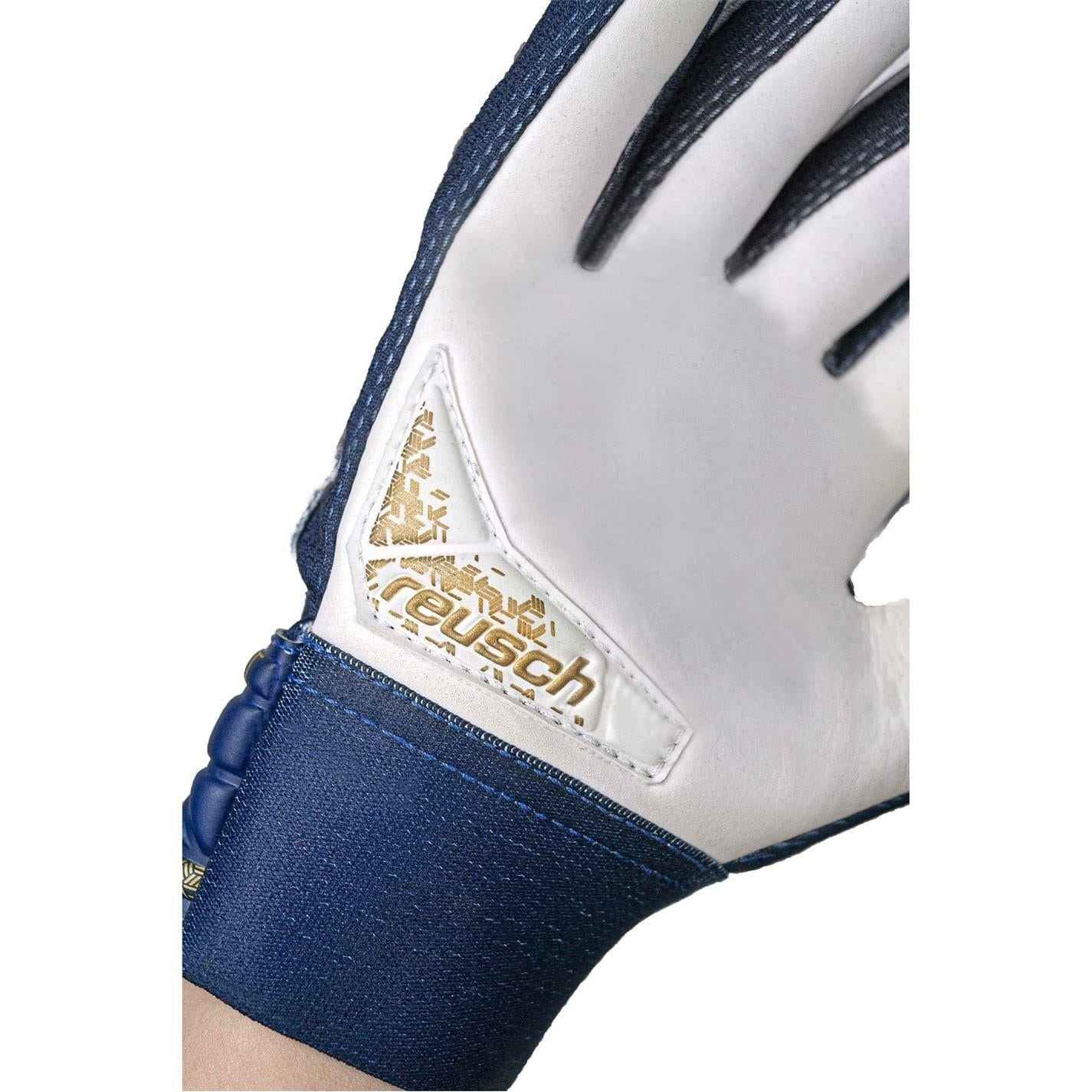 Blue-Gold - Pack Shot - Reusch Unisex Adult Attrakt Starter Goalkeeper Gloves