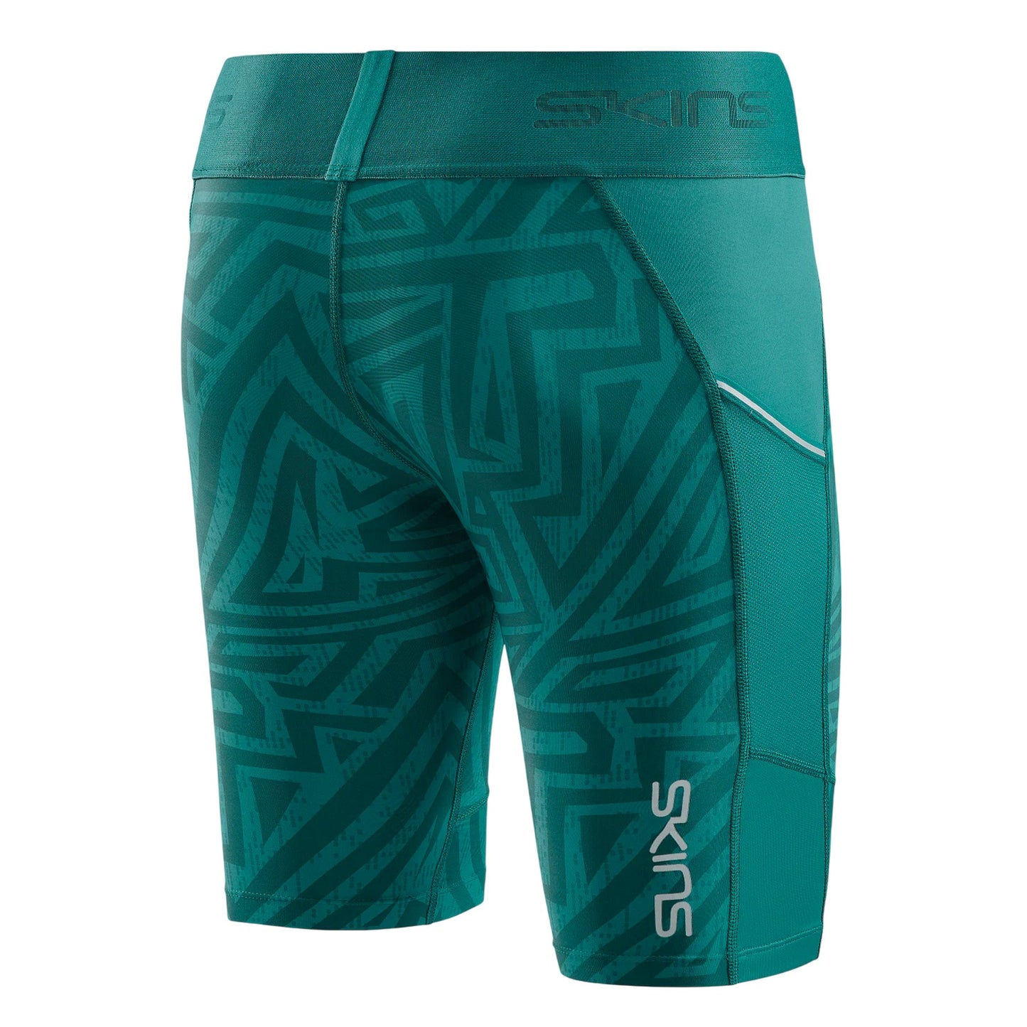 Teal Blue - Back - Skins Womens-Ladies Series-3 Geometric Skinny Compression Shorts
