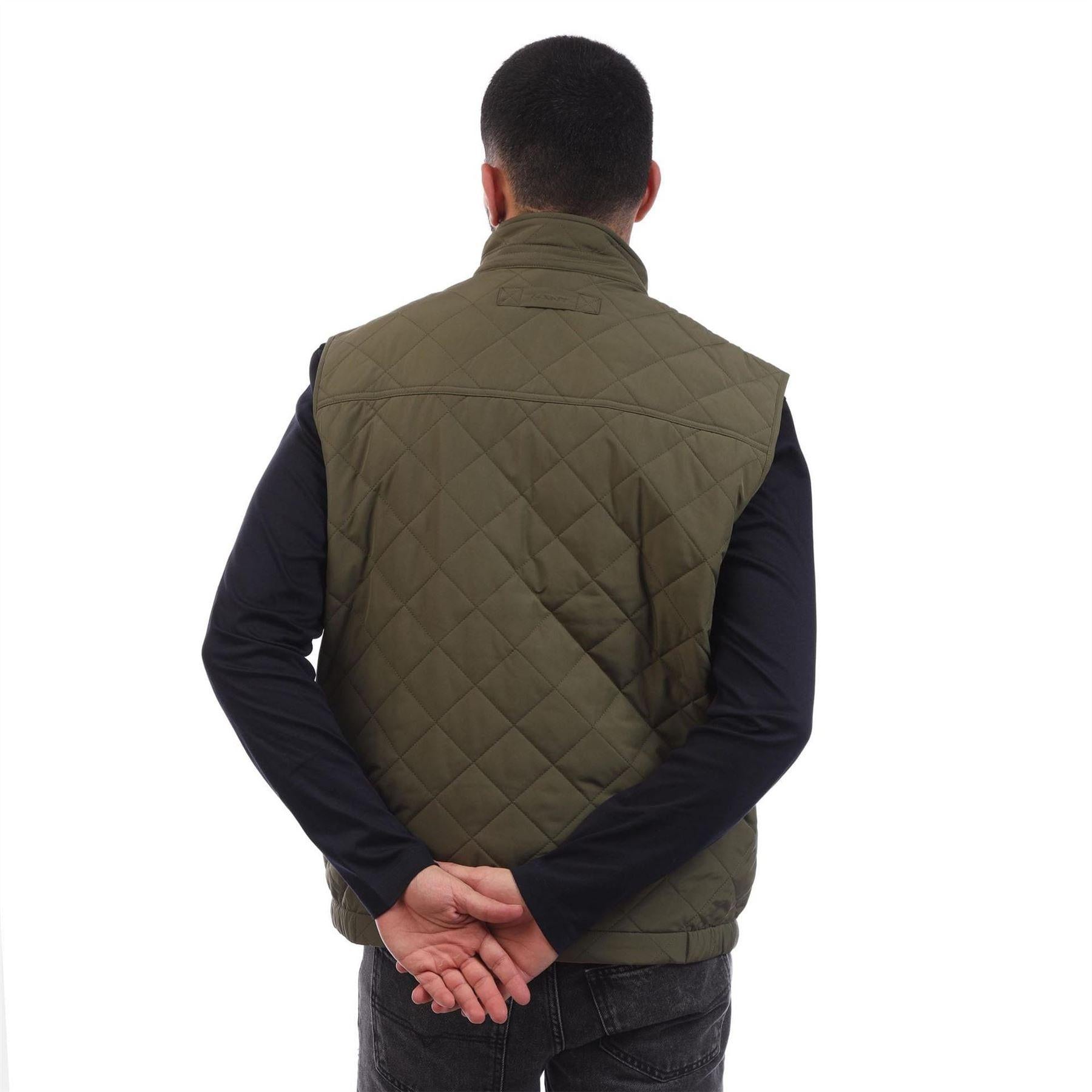 Green - Back - Gant Mens Quilted Gilet
