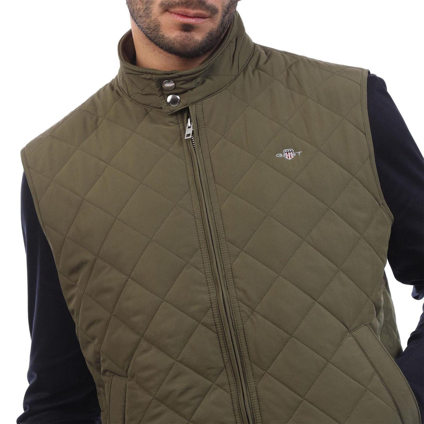 Green - Side - Gant Mens Quilted Gilet