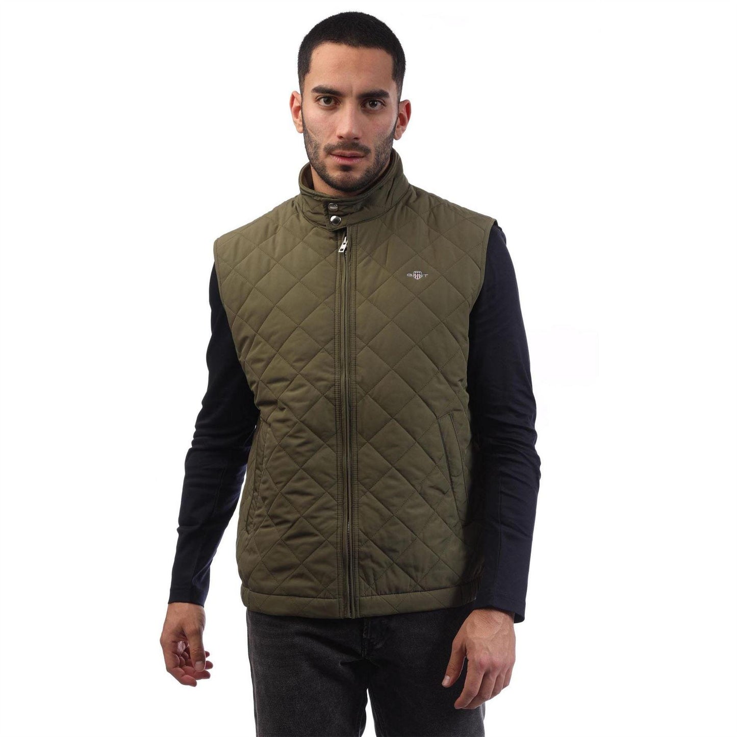 Green - Front - Gant Mens Quilted Gilet