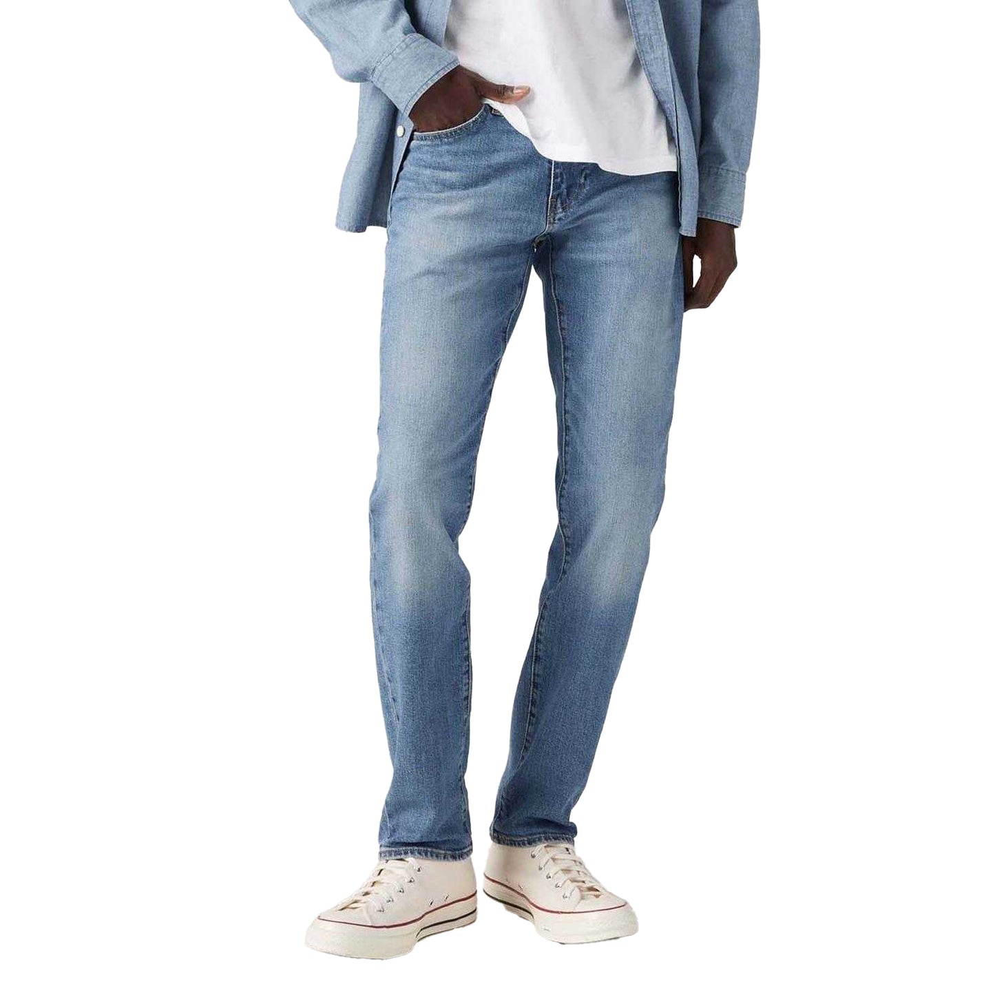 Light Blue - Lifestyle - Levis Mens 511 Mighty Leather Patch Slim Jeans