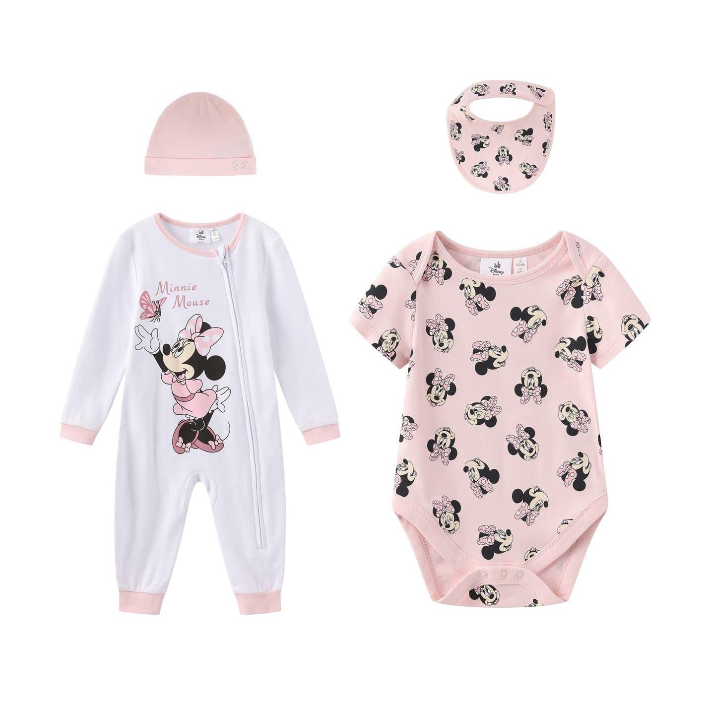 White-Pink - Front - Disney Baby Girls Minnie Mouse Cotton Accessories Set (Pack of 4)