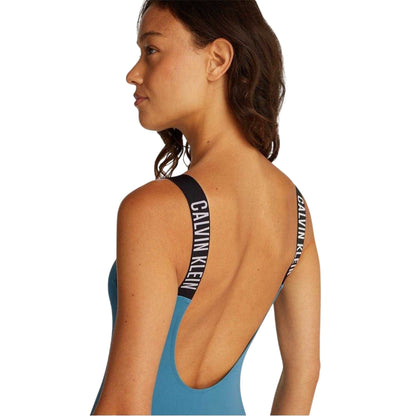 Storm Blue - Side - Calvin Klein Womens-Ladies Scoopback One Piece Swimsuit
