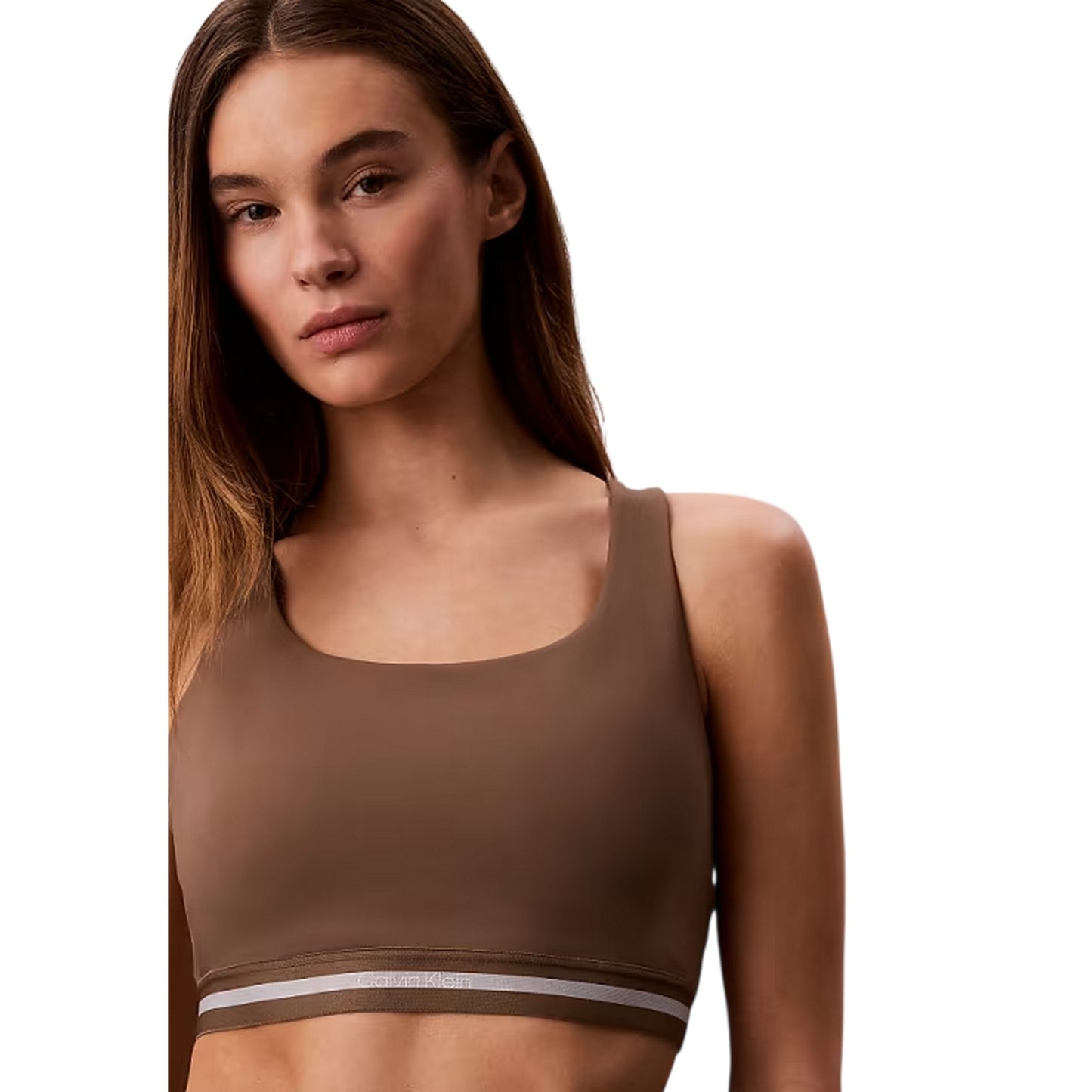 Shitake - Side - Calvin Klein Womens-Ladies Quick Dry Medium Impact Sports Bra