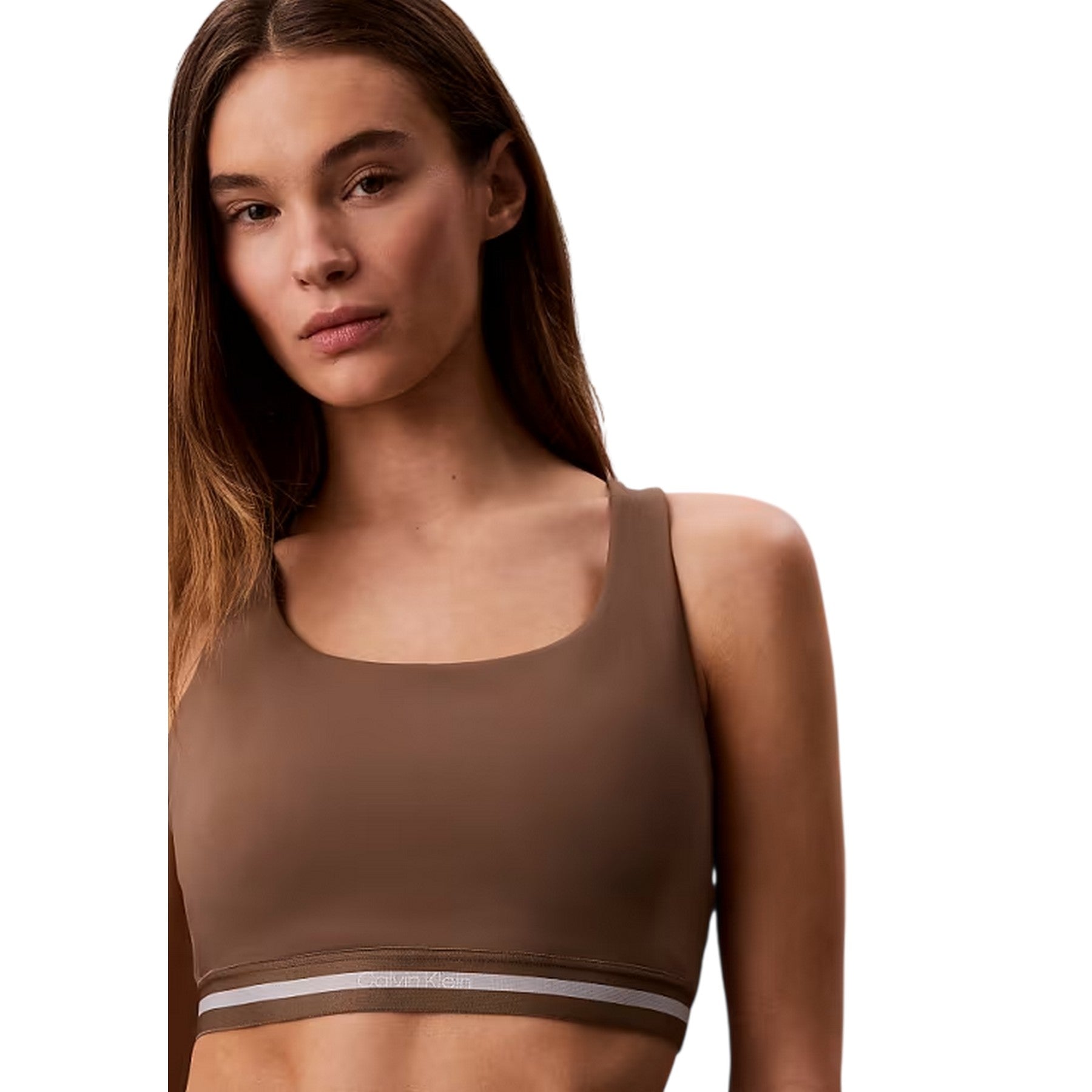 Shitake - Side - Calvin Klein Womens-Ladies Quick Dry Medium Impact Sports Bra