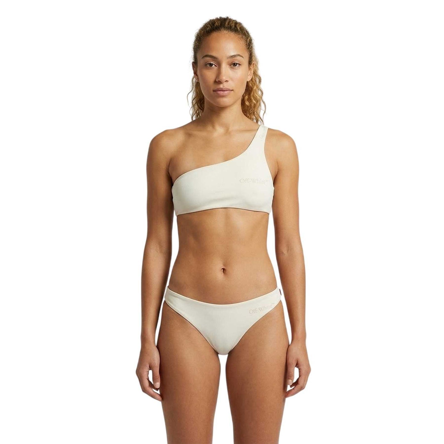 Beige-White - Lifestyle - Off White Womens-Ladies Two-Piece Swimsuit
