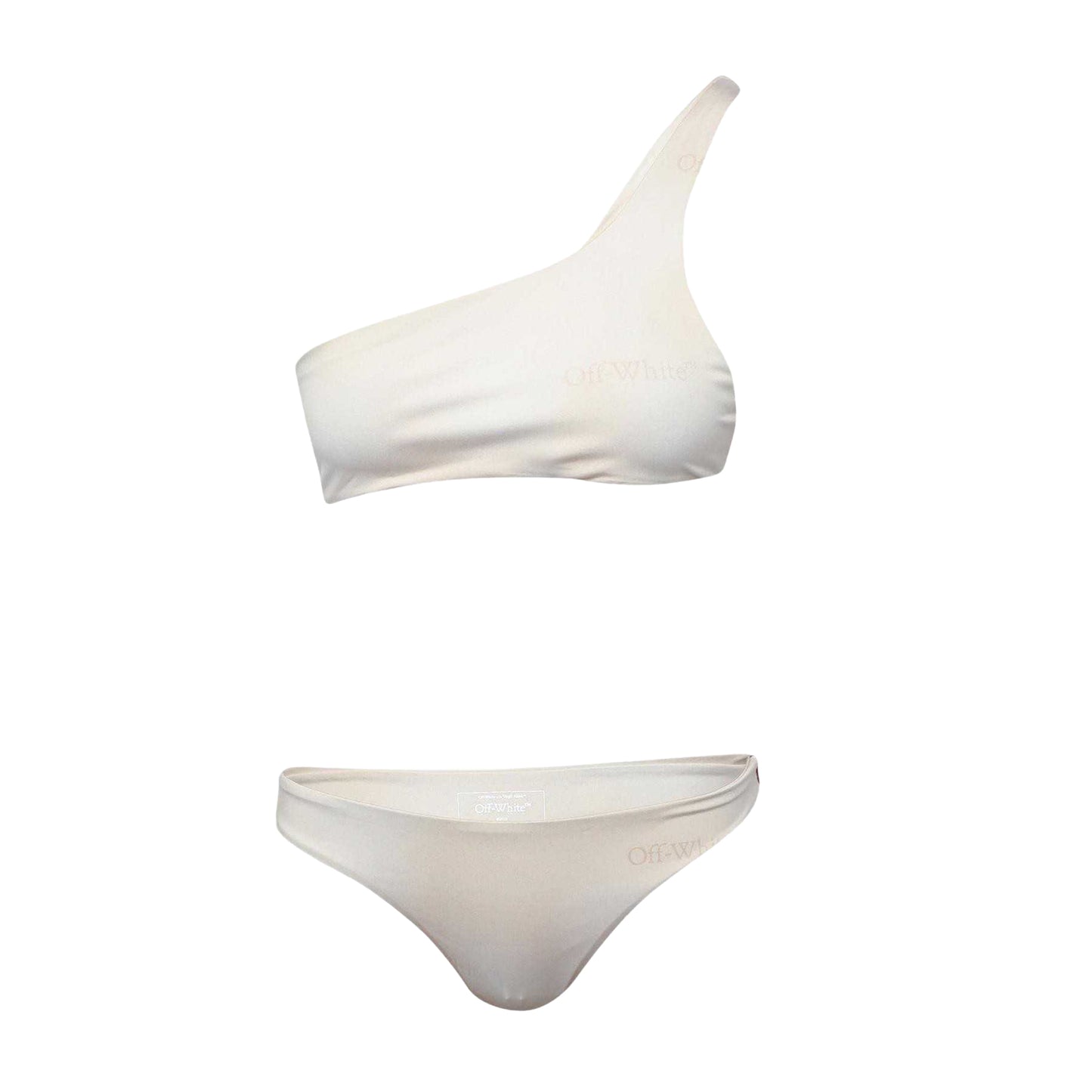 Beige-White - Front - Off White Womens-Ladies Two-Piece Swimsuit