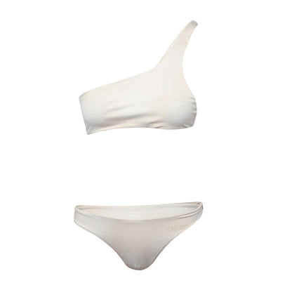 Beige-White - Front - Off White Womens-Ladies Two-Piece Swimsuit