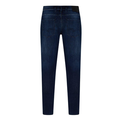 Dark Blue - Back - Replay Mens Anbass Cotton Blend Slim Jeans