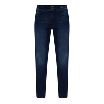 Dark Blue - Front - Replay Mens Anbass Cotton Blend Slim Jeans