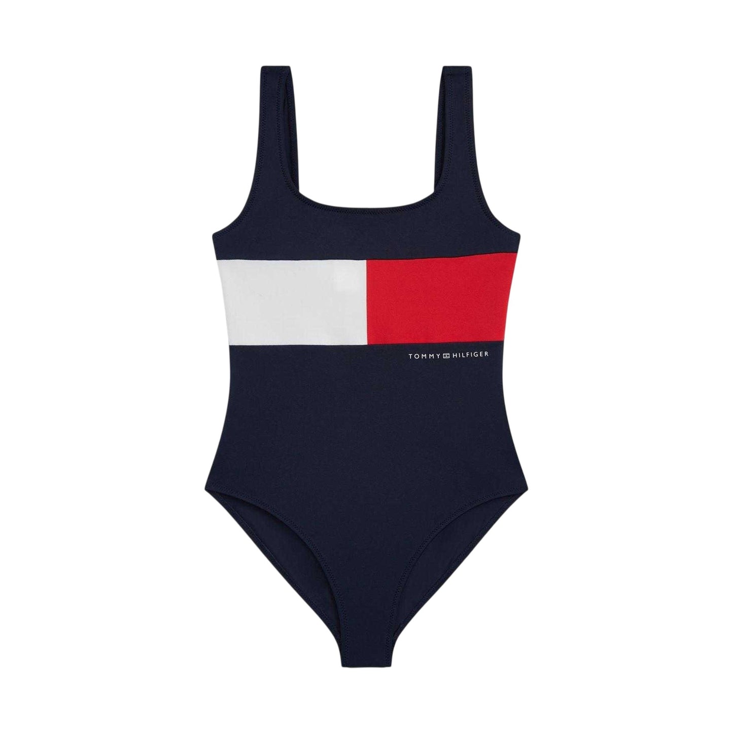 Night Navy - Front - Tommy Hilfiger Girls Flag Logo One Piece Swimsuit