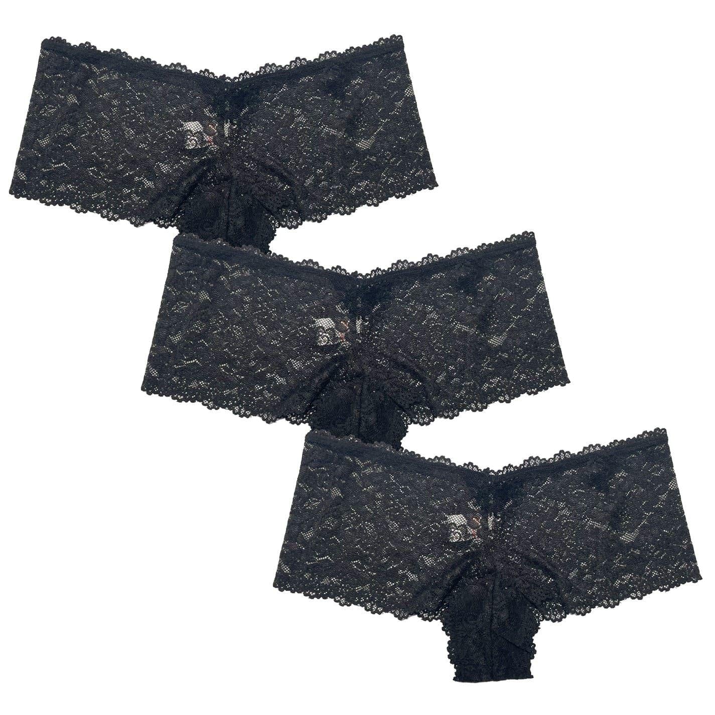 Black - Front - Be You Womens-Ladies Lace Briefs (Pack of 3)