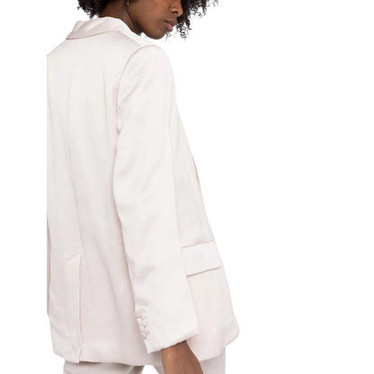 Pink - Side - Off White Womens-Ladies Tomboy Wrinkled Satin Regular Jacket