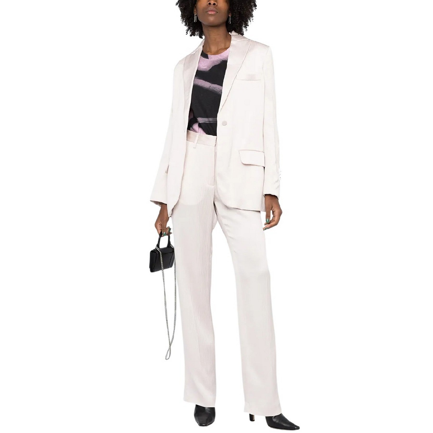 Pink - Lifestyle - Off White Womens-Ladies Tomboy Wrinkled Satin Regular Jacket