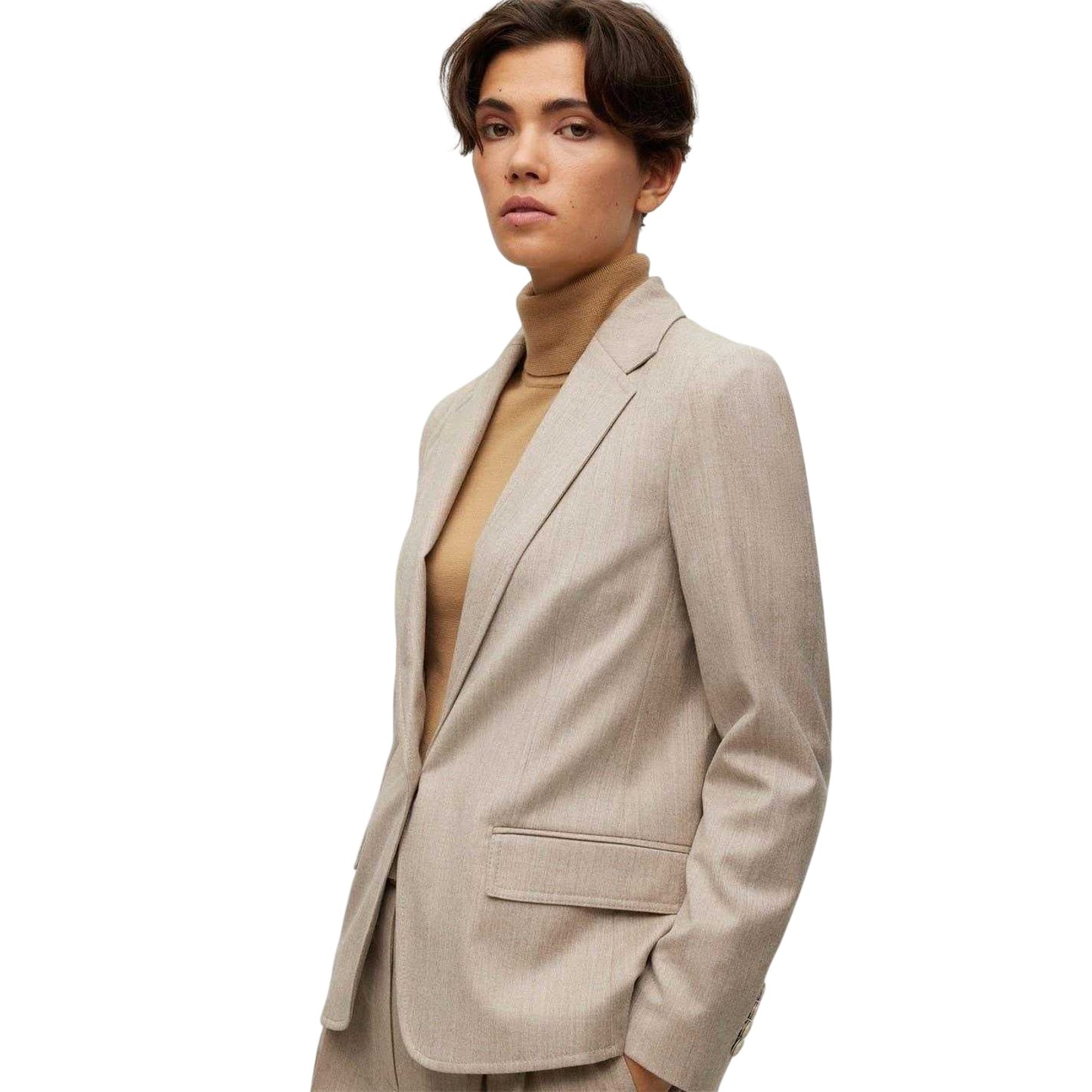 White - Side - Boss Womens-Ladies Notch Neck Suit Jacket