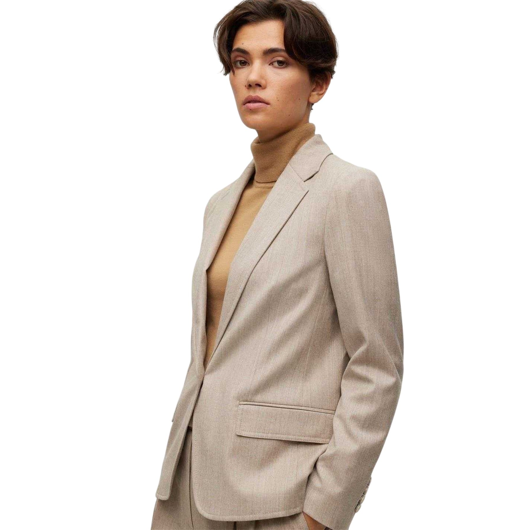 White - Side - Boss Womens-Ladies Notch Neck Suit Jacket