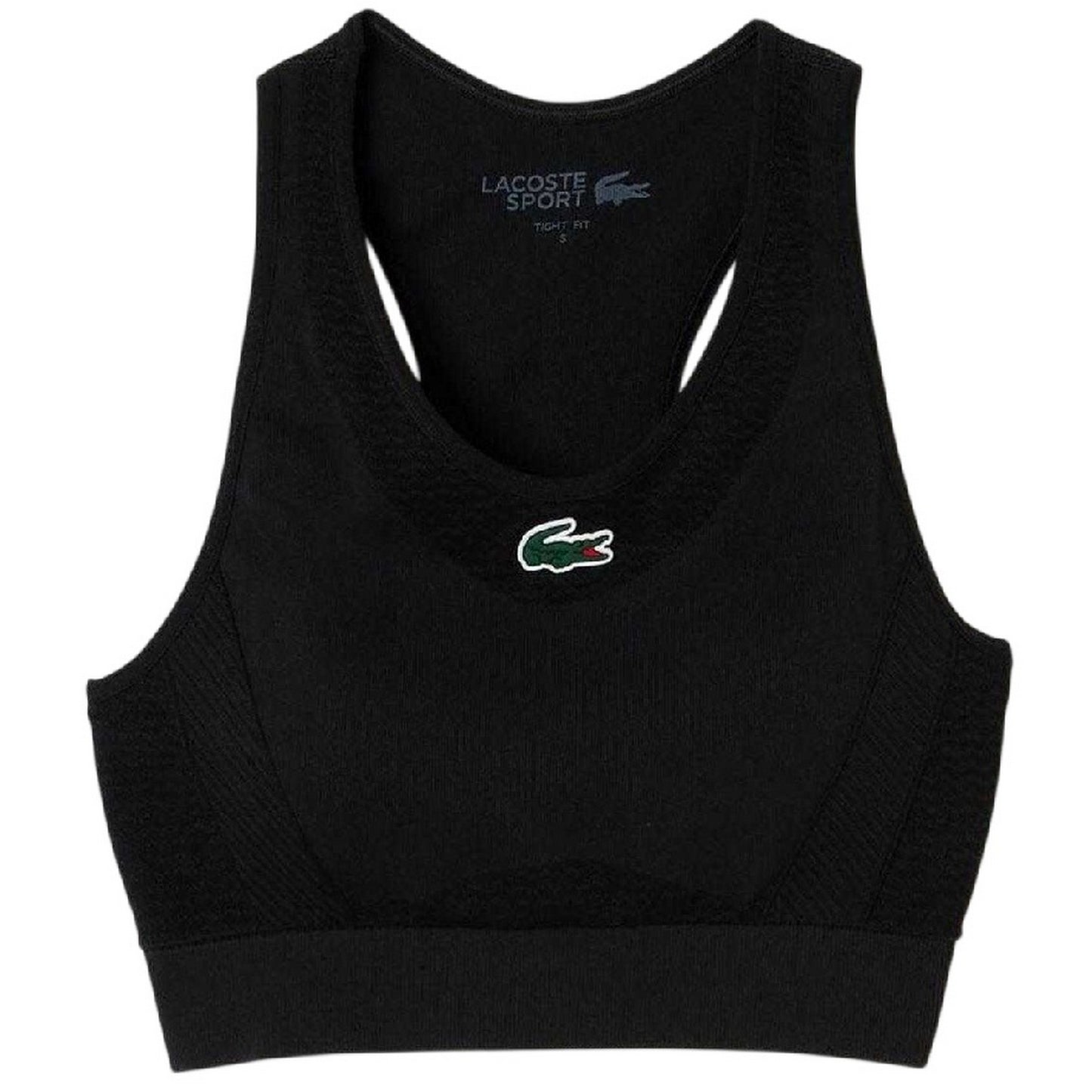 Black - Front - Lacoste Womens-Ladies Stretch Sports Bra