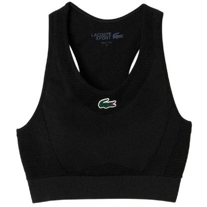 Black - Front - Lacoste Womens-Ladies Stretch Sports Bra