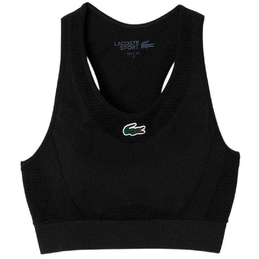 Black - Front - Lacoste Womens-Ladies Stretch Sports Bra