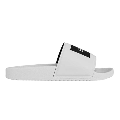 White-Black - Front - Hugo Womens-Ladies Time In Logo Wide Strap Sliders