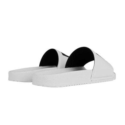White-Black - Back - Hugo Womens-Ladies Time In Logo Wide Strap Sliders